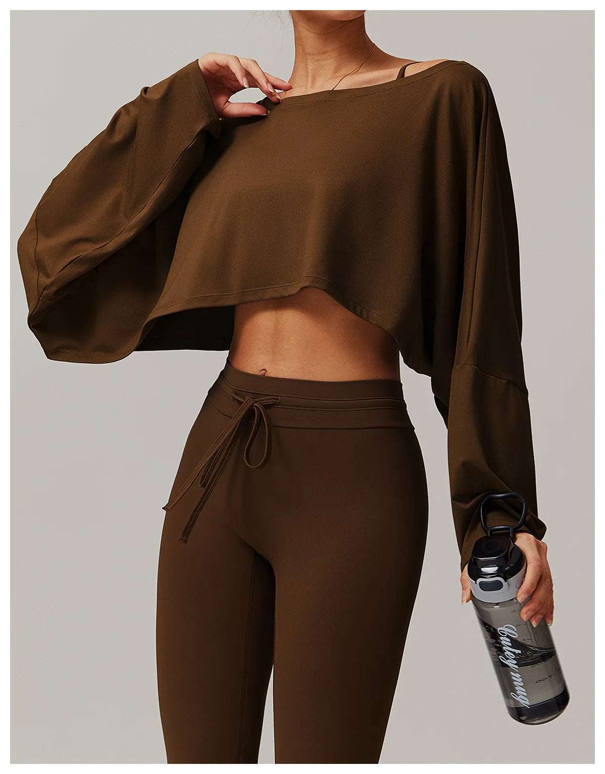 Long Sleeve off Shoulder Bat Sleeve Gym Yoga top
