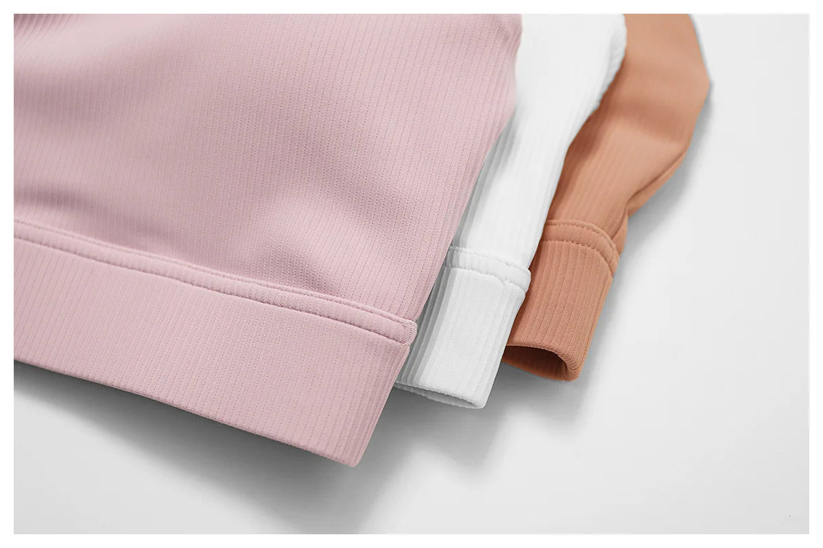 Ribbed Fitness Gym Workout Push Up Sports Bra & Leggings Set