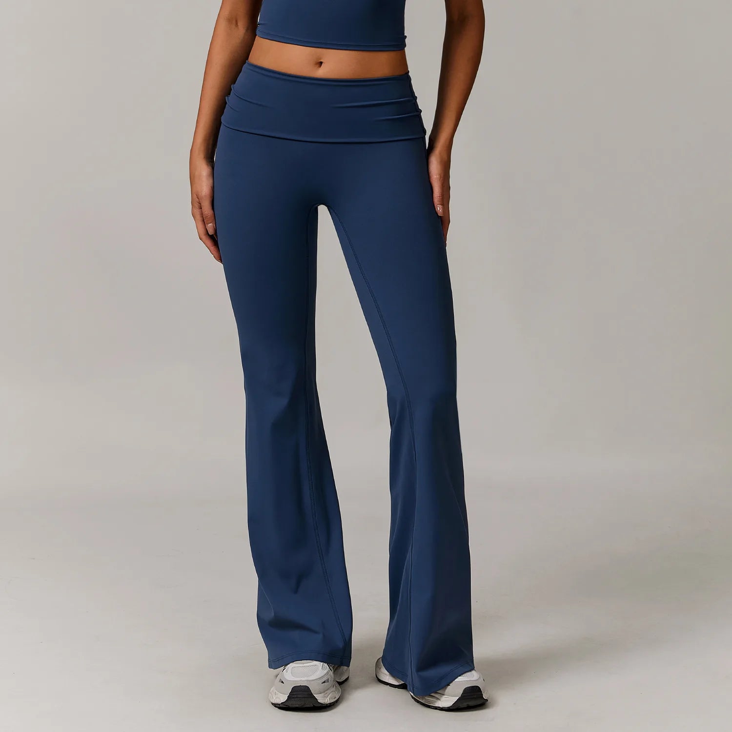 Bell-bottoms High Waist Wide Leg Fitness Workout Leggings Twilight Blue
