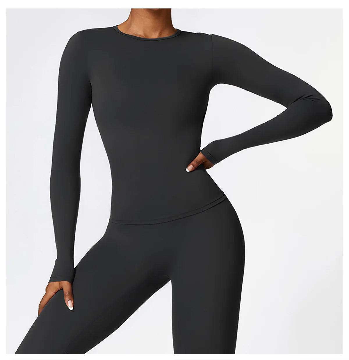 Long Sleeve round neck Running Fitness Gym crop top