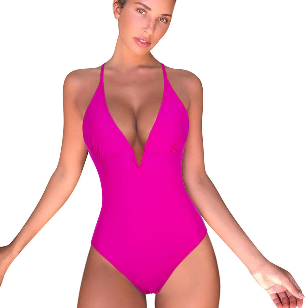 One Piece Plunge Swimsuit B5136RR