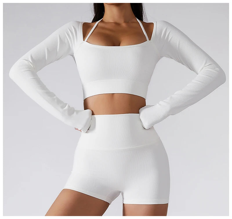 Padded Long Sleeve Seamless Gym Workout Top