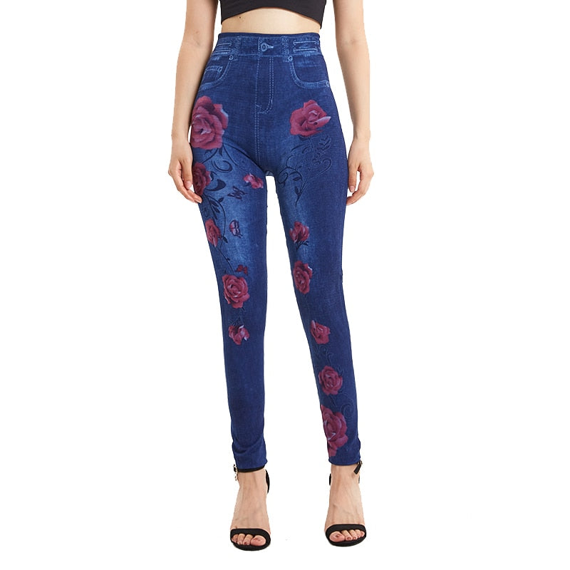 Women Faux Denim Jeans PD446