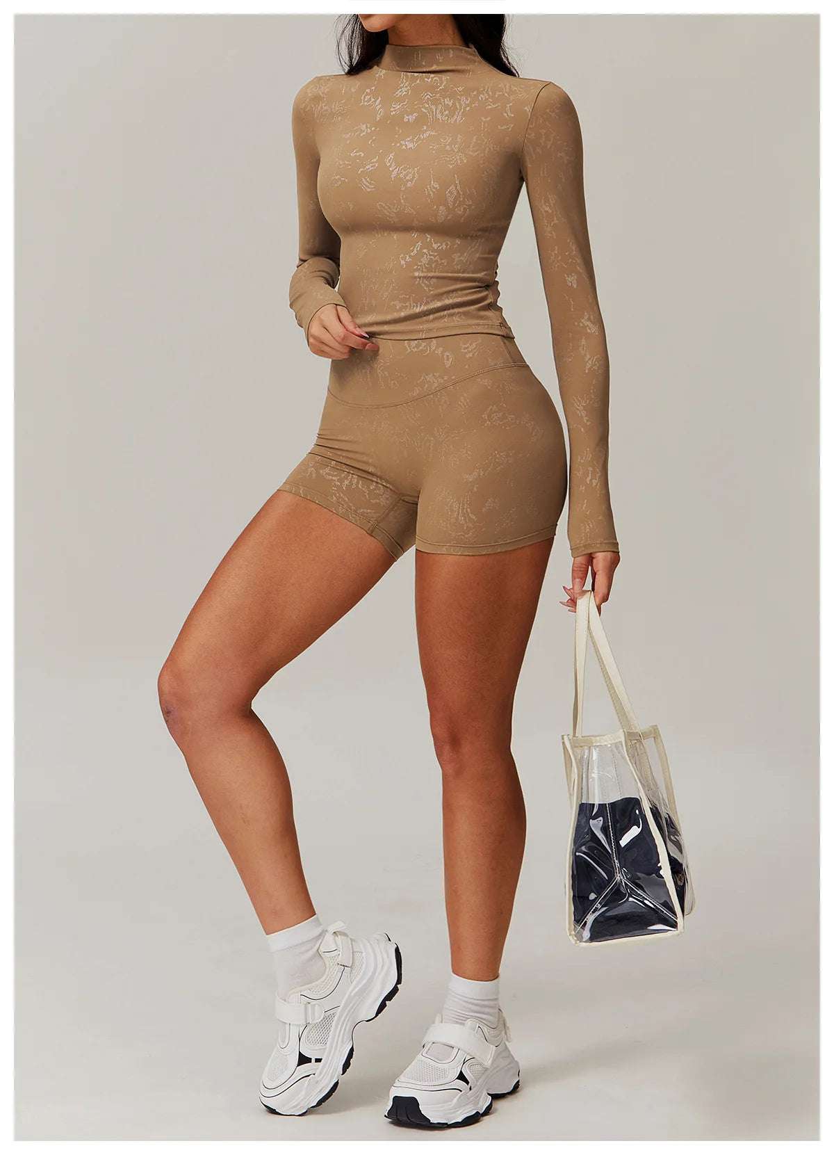 Printed Long Sleeved Sports Workout Top