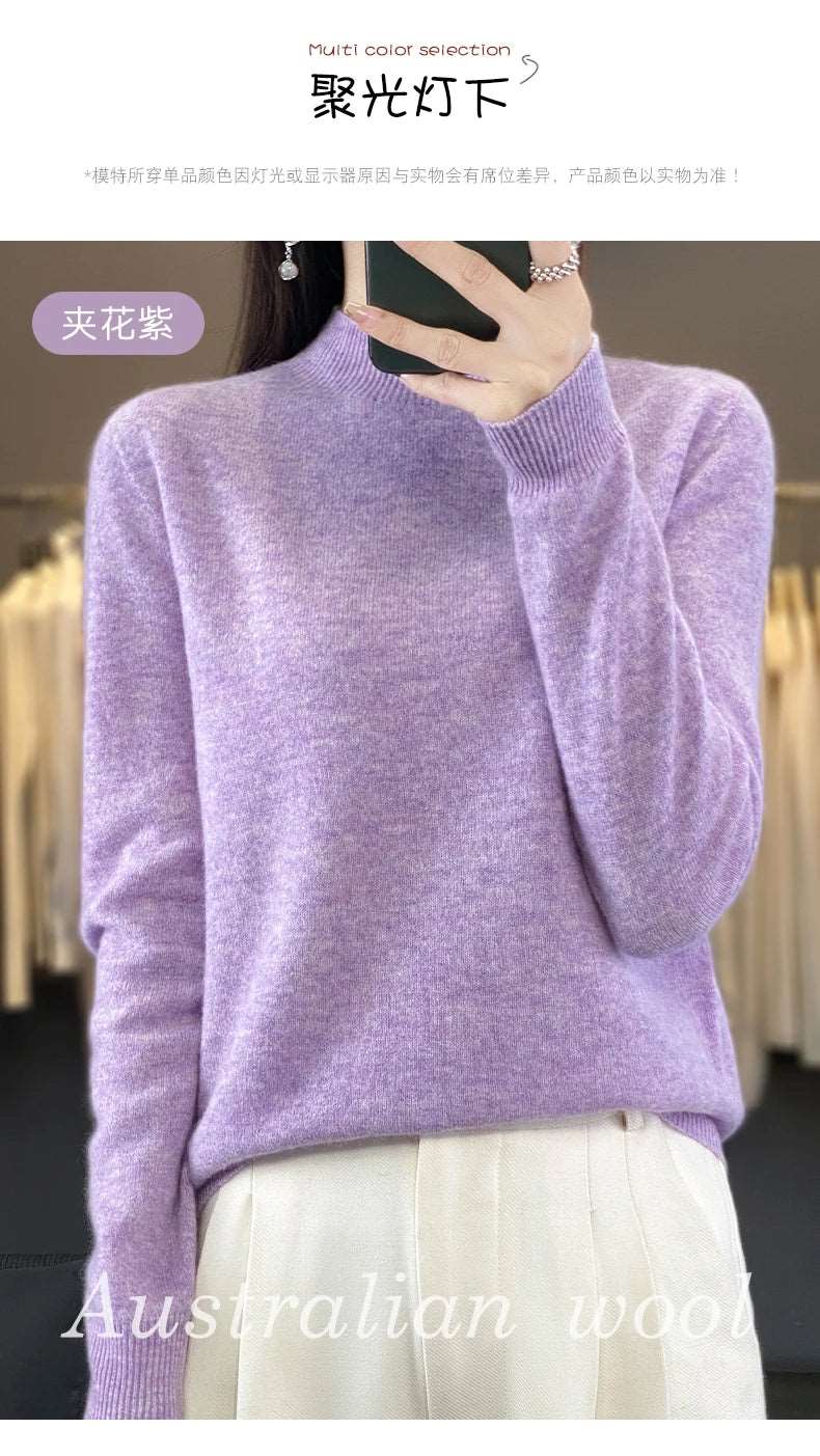 100% Merino Wool Sweater Women Knitwear
