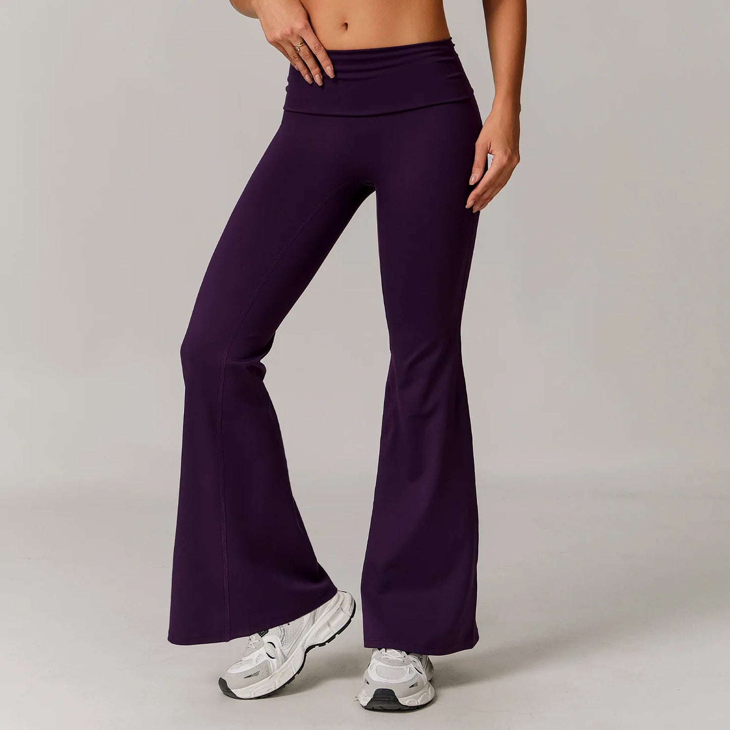 Bell-bottoms High Waist Wide Leg Fitness Workout Leggings Grape Purple
