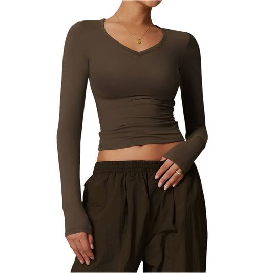 Long Sleeve gym Workout Crop Top