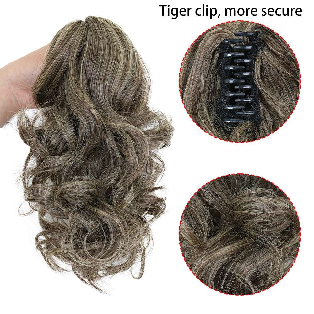 Claw Clip On Ponytails Extension Wavy Hair 12 Inches Hair Natural Extension