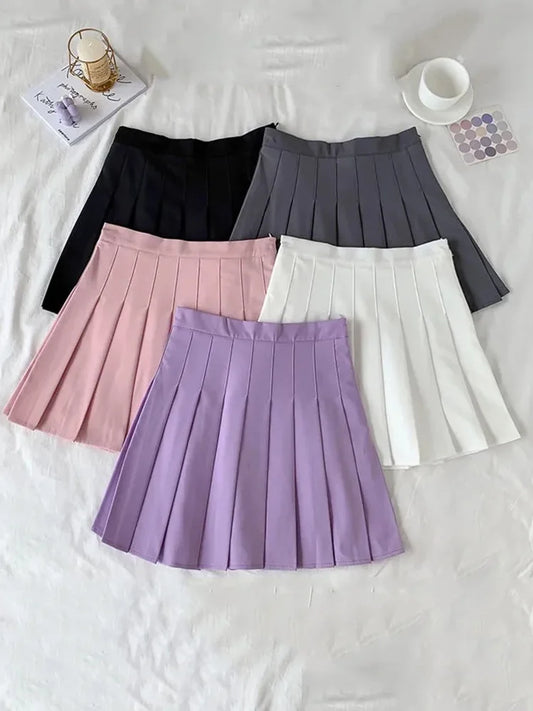 Summer High Waist A-Line Pleated mini Skirt