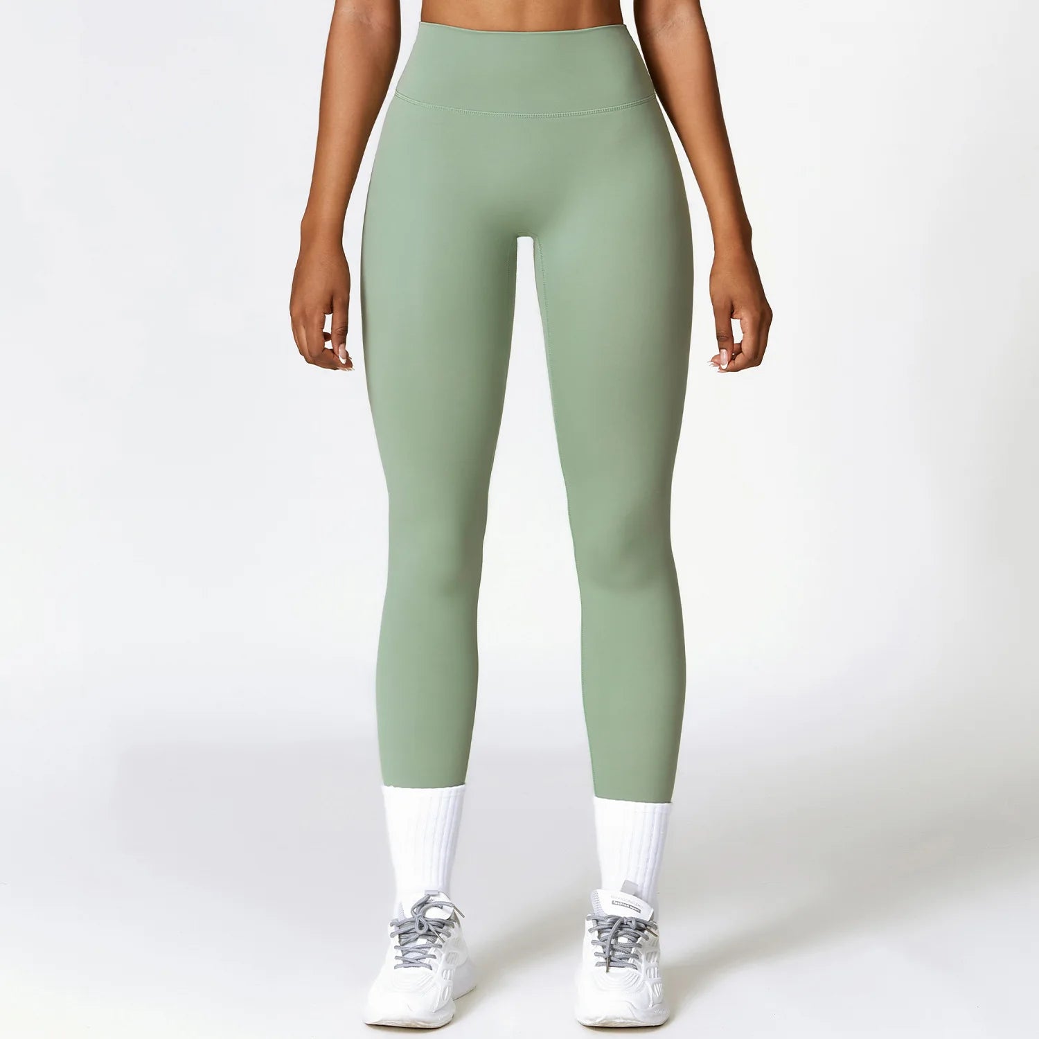 Seamless High Waist Gym Workout Leggings Basil green