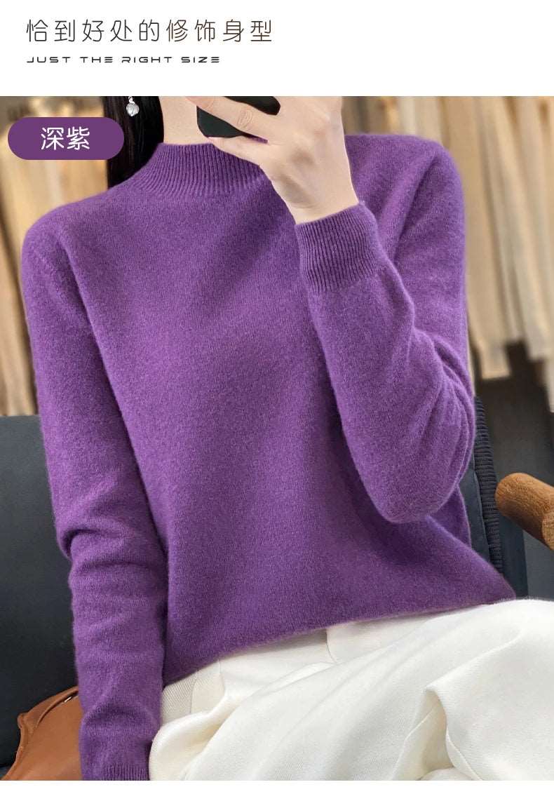 100% Merino Wool Sweater Women Knitwear