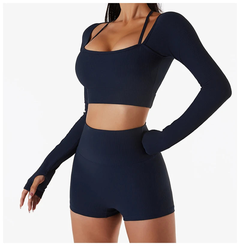 Padded Long Sleeve Seamless Gym Workout Top