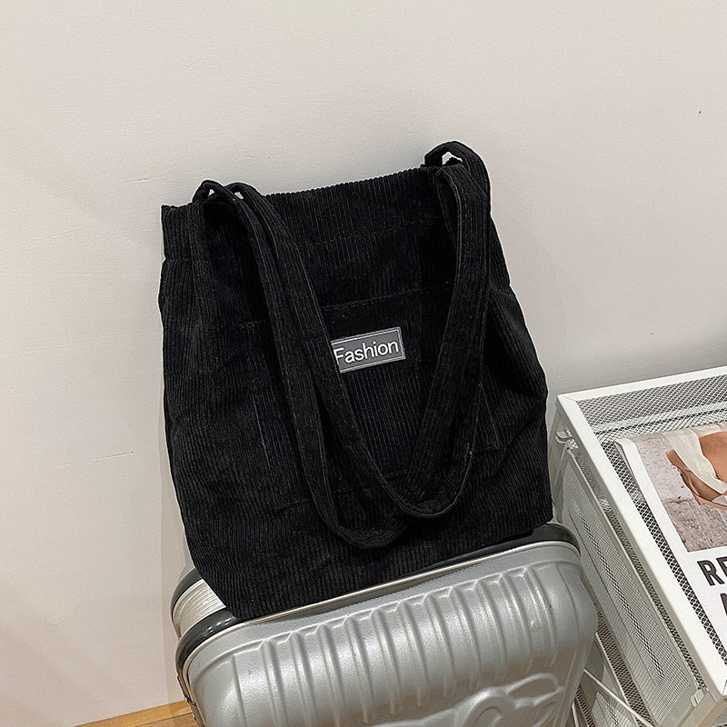 Women's Canvas Casual Tote Bag Black D