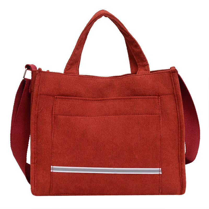 Women's Canvas Casual Tote Bag Red E