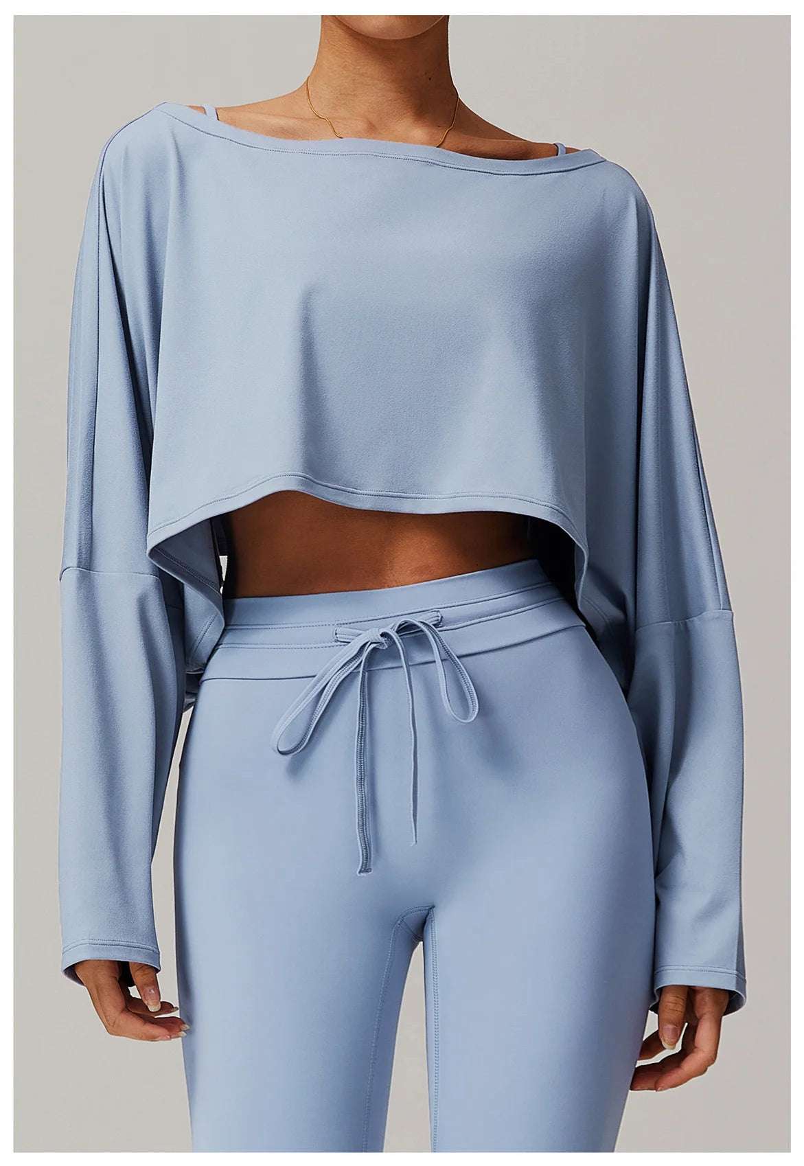 Long Sleeve off Shoulder Bat Sleeve Gym Yoga top