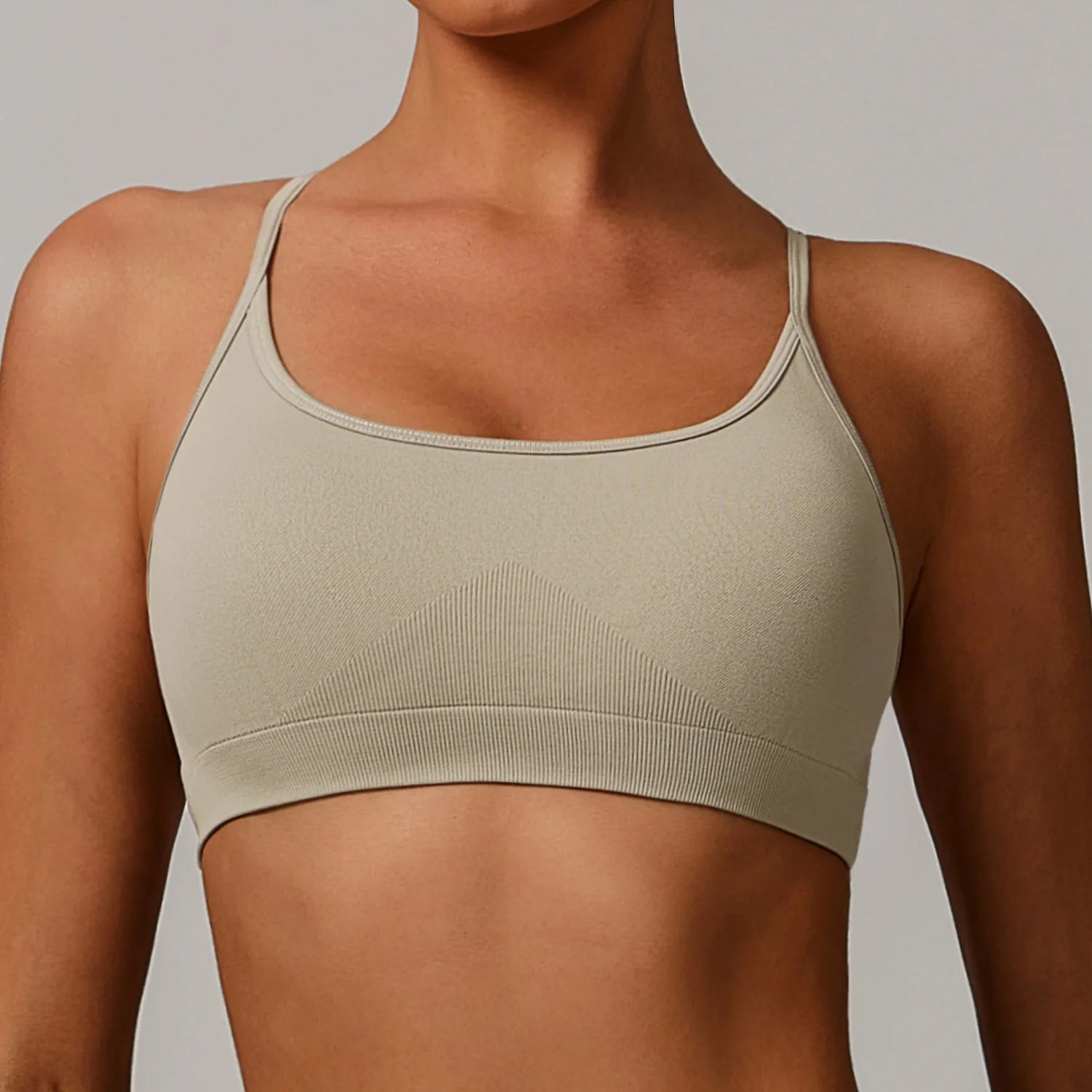 Back Cross Strap Sports fitness Bra Clay color
