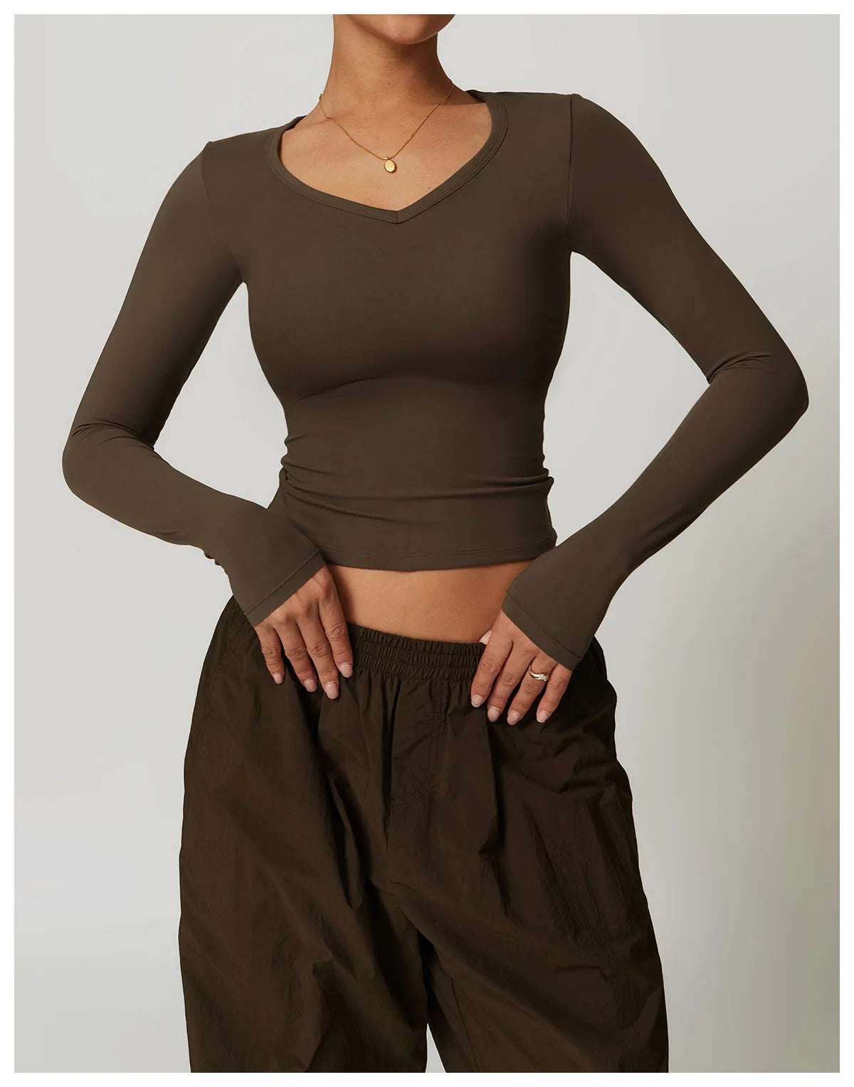 Long Sleeve gym Workout Crop Top