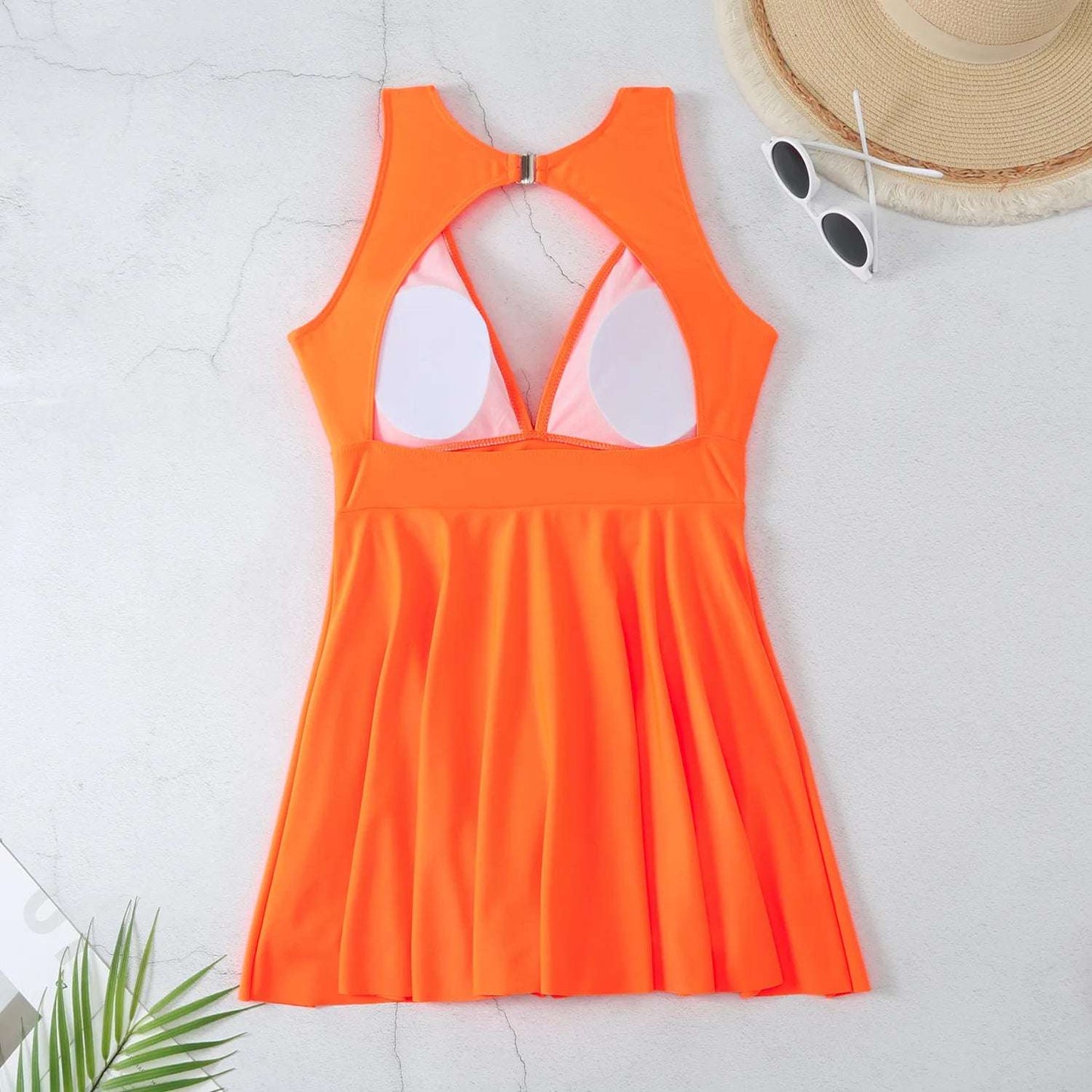 Ruffle plunge One Piece skirt dress Swimsuit