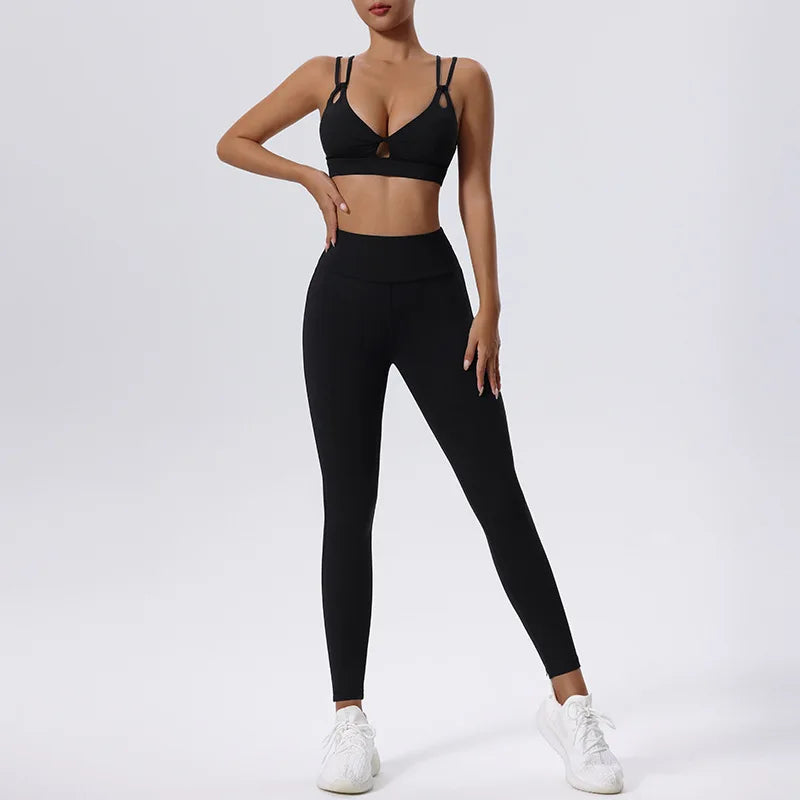 2 piece Yoga Sportswear Bra & Leggings Set Black pants set