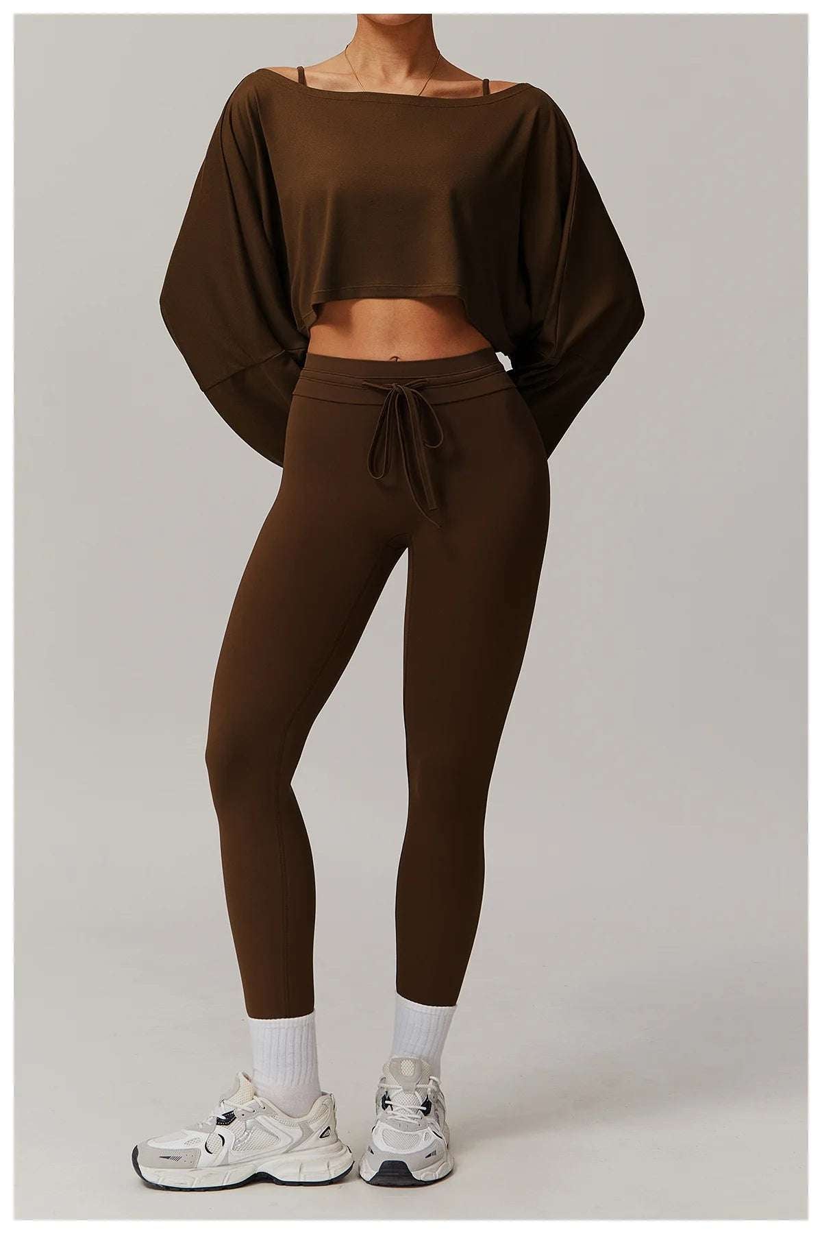 Long Sleeve off Shoulder Bat Sleeve Gym Yoga top