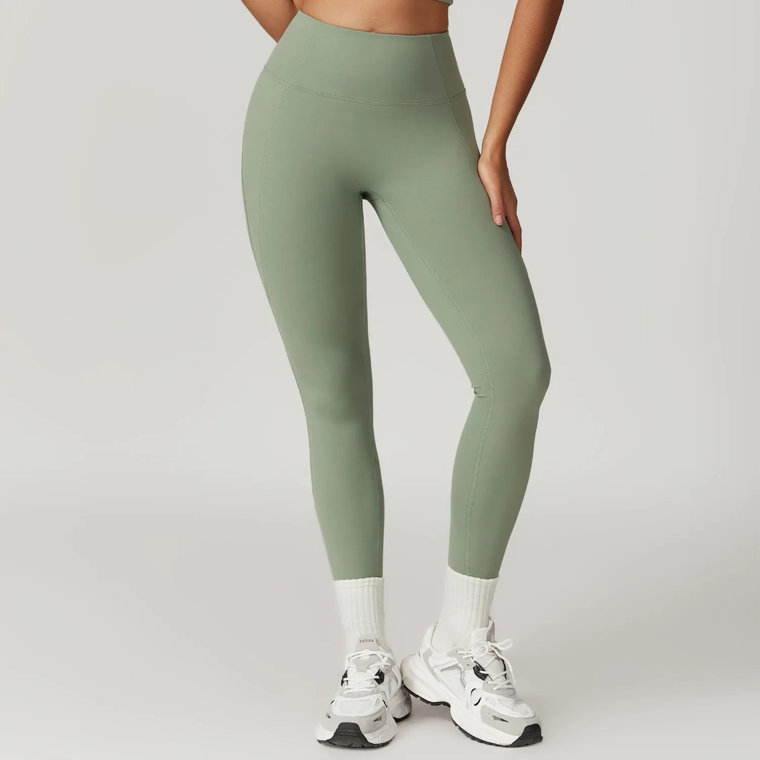 Breathable High Waist Workout Gym Leggings Basil Green