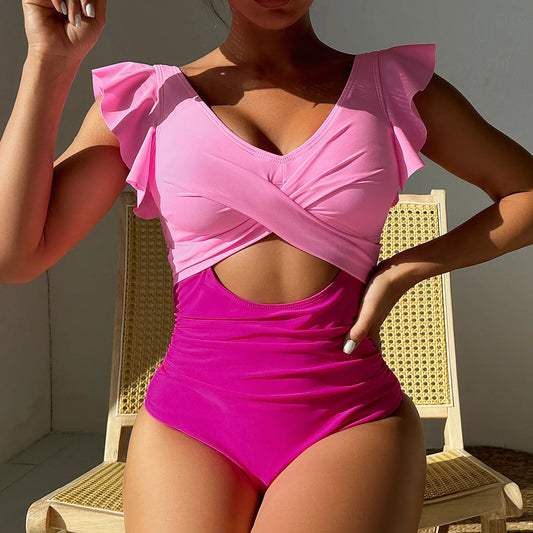 New Pink Rose One Piece Swimsuit