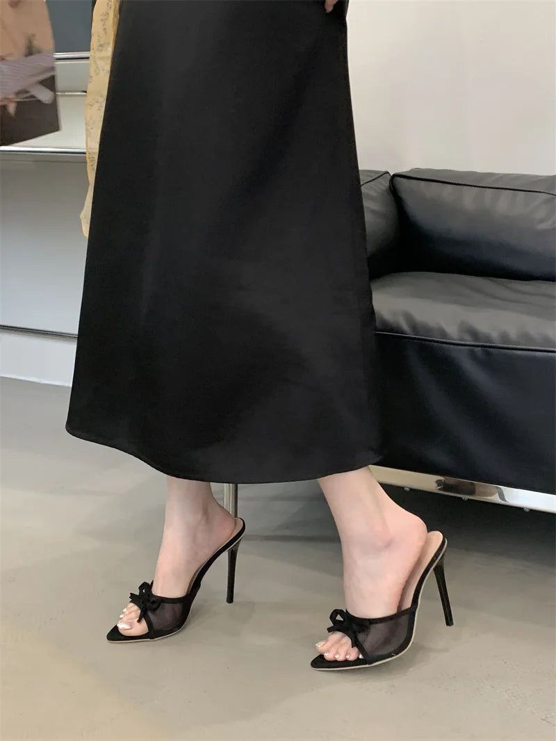 Mesh Pointed Toe Thin High Heel Sandals