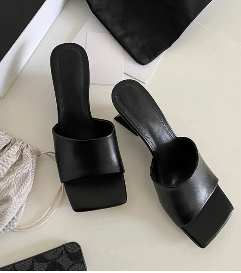 Wedges Heel Square Toe Slip On Sandals