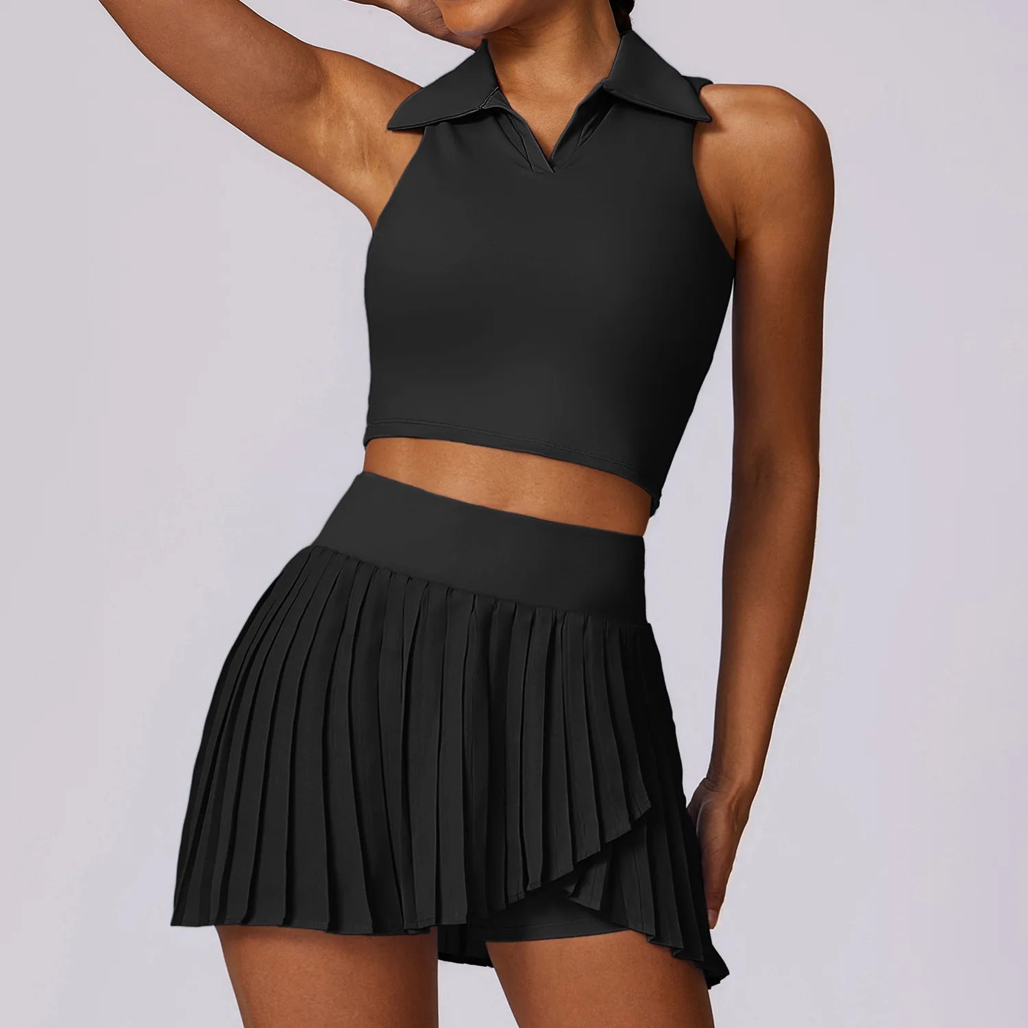 Workout Sports Skort Skirt top tennis set Advanced Black