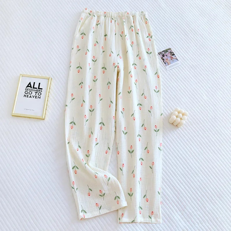 Cotton Crepe Loose lounge pyjama bottoms 01