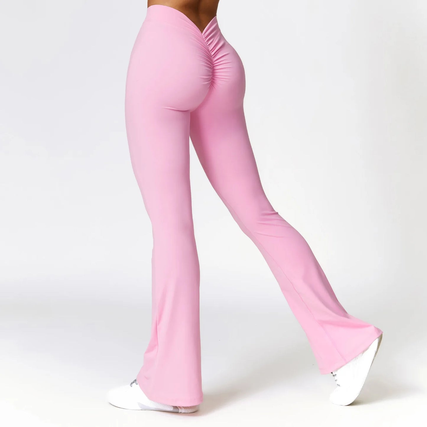 High Waist Flare workout gym Leggings Pink