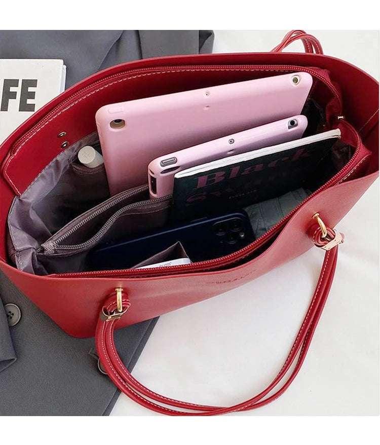 PU Leather large Tote Handbag