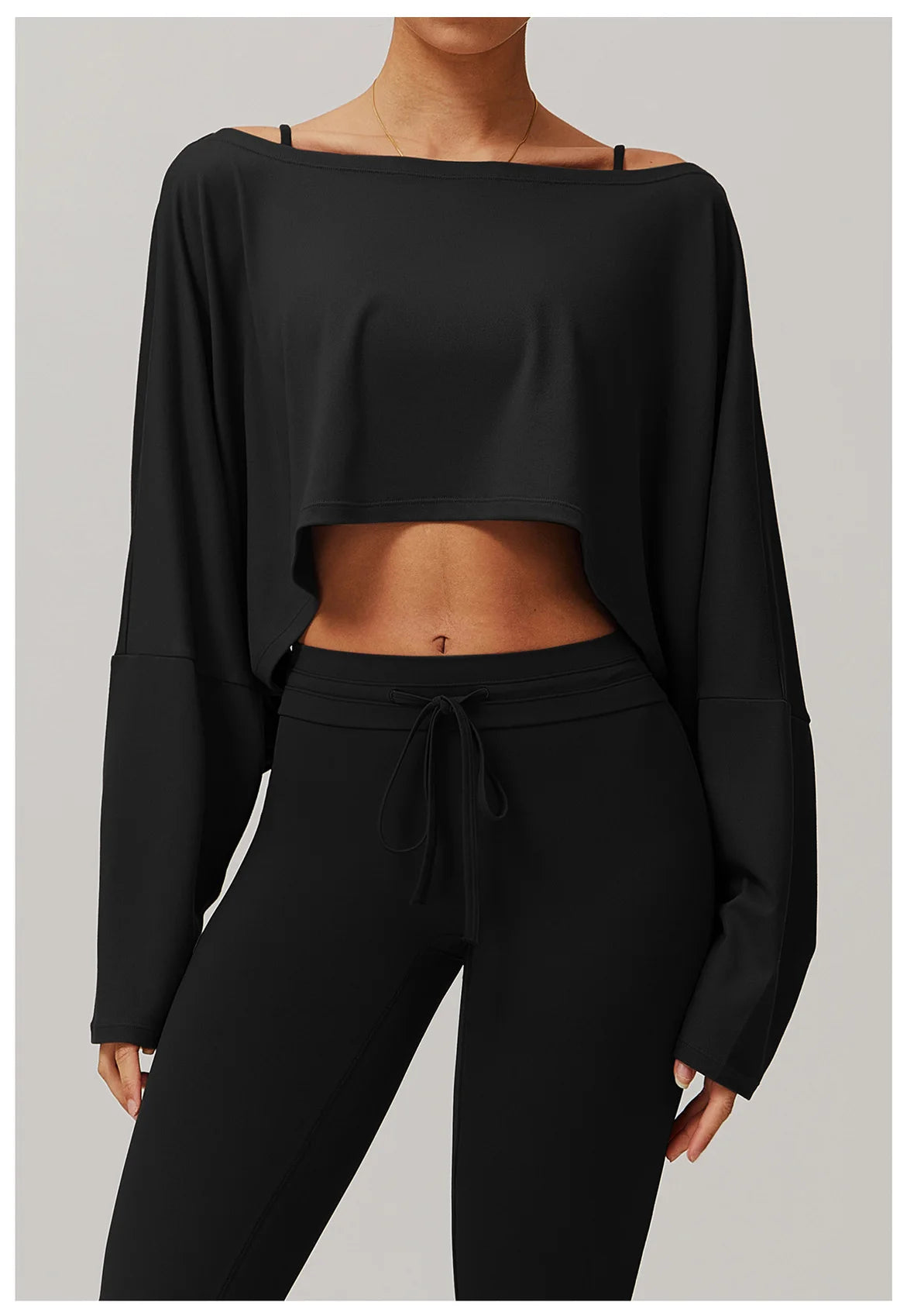 Long Sleeve off Shoulder Bat Sleeve Gym Yoga top
