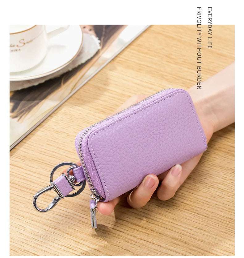 Multifunctional Zipper leather Key Case