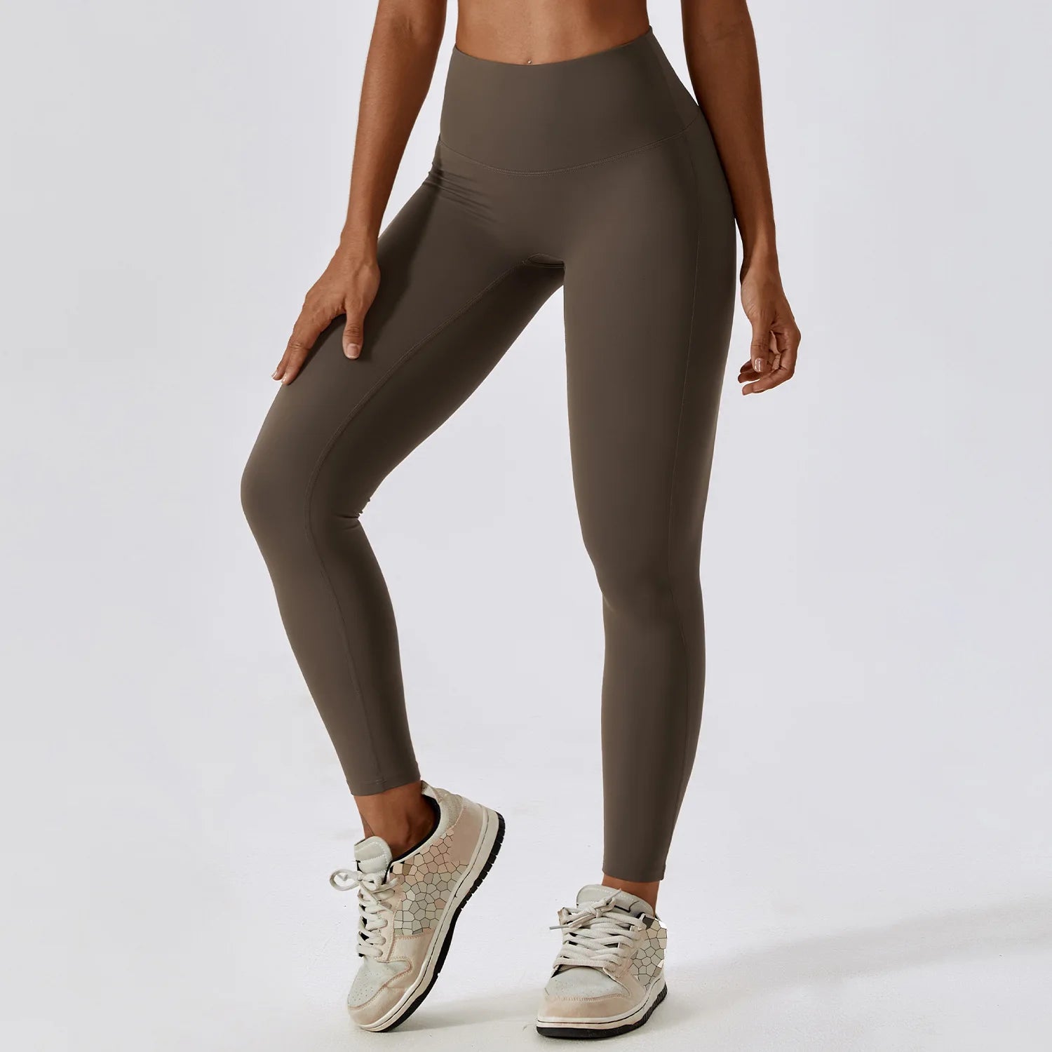 High Waist Push Up gym leggings Jiaocha Coffee