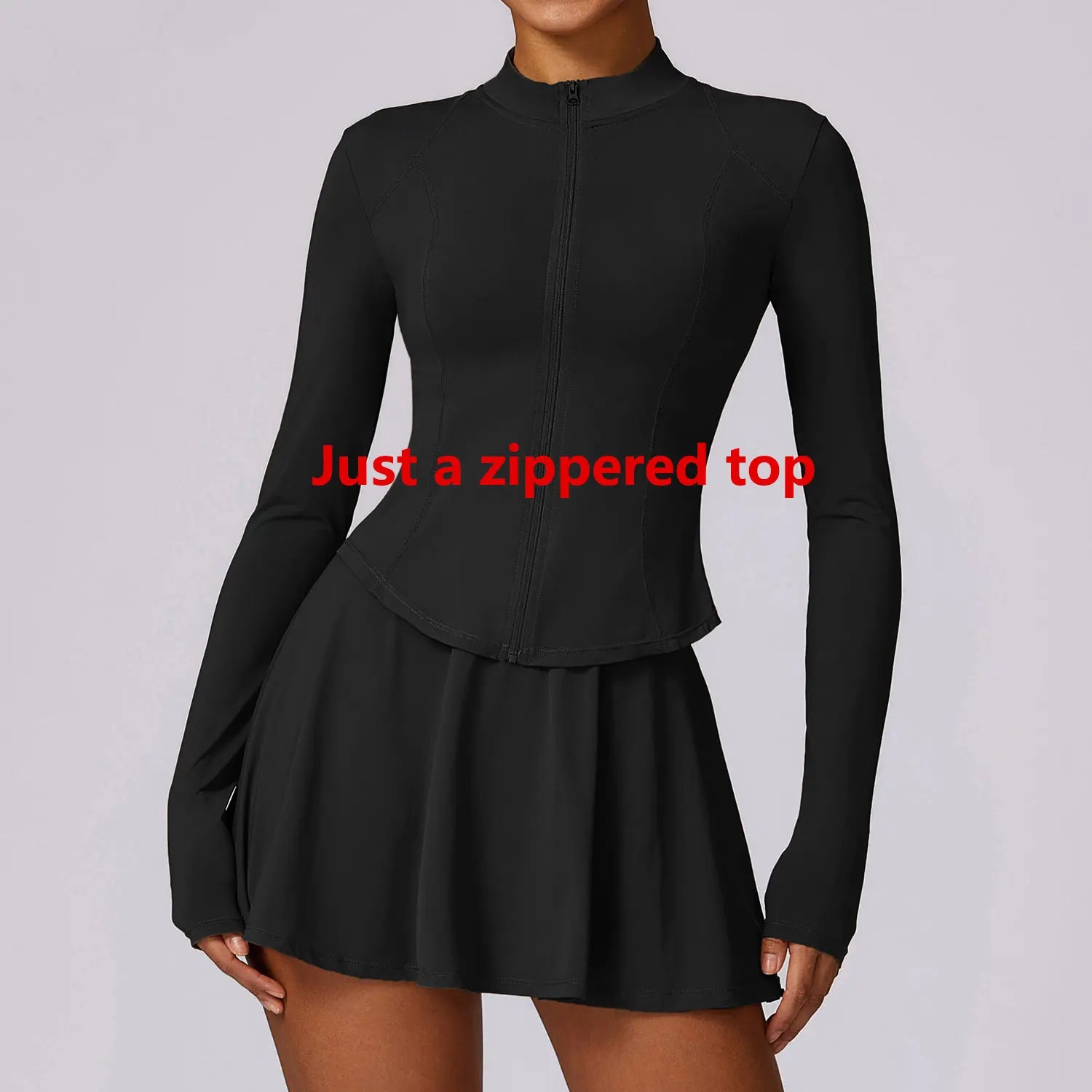 Long Sleeve Zipper Solid color Gym Workout jacket Advanced Black