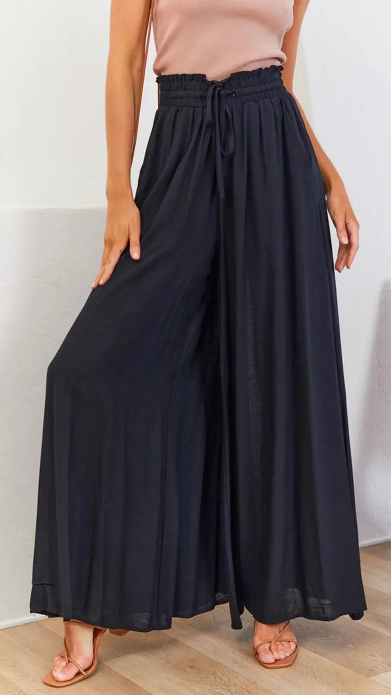 Spring Summer Wide Leg Trousers black