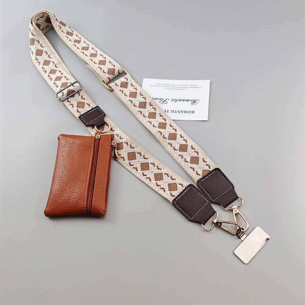 Universal Crossbody Mobile Phone Lanyard Brown