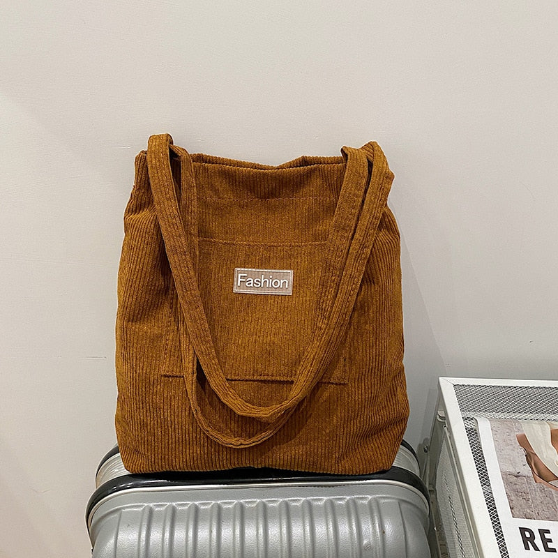 Women's Canvas Casual Tote Bag Brown D