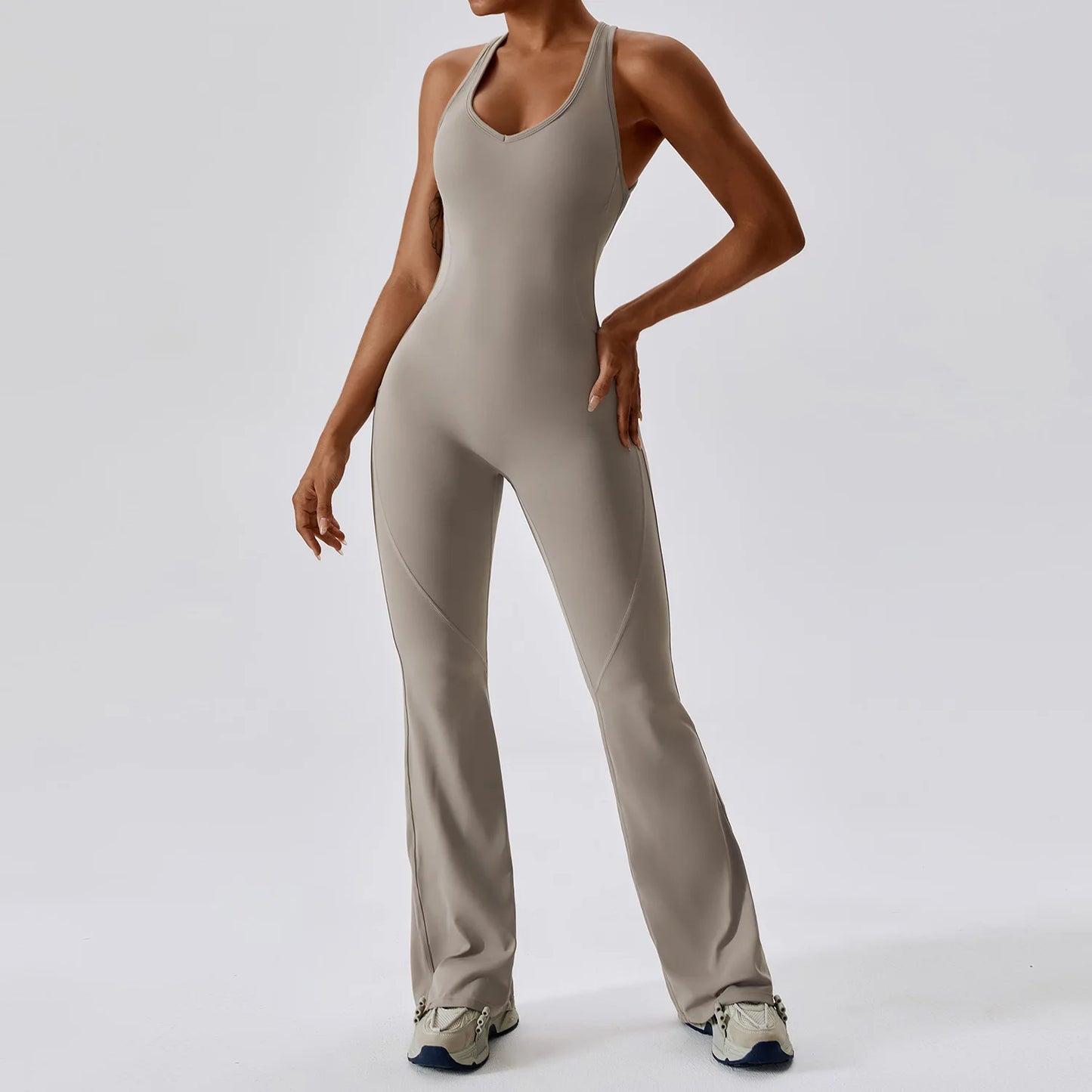 Workout Sports Fitness Jumpsuit Linen color