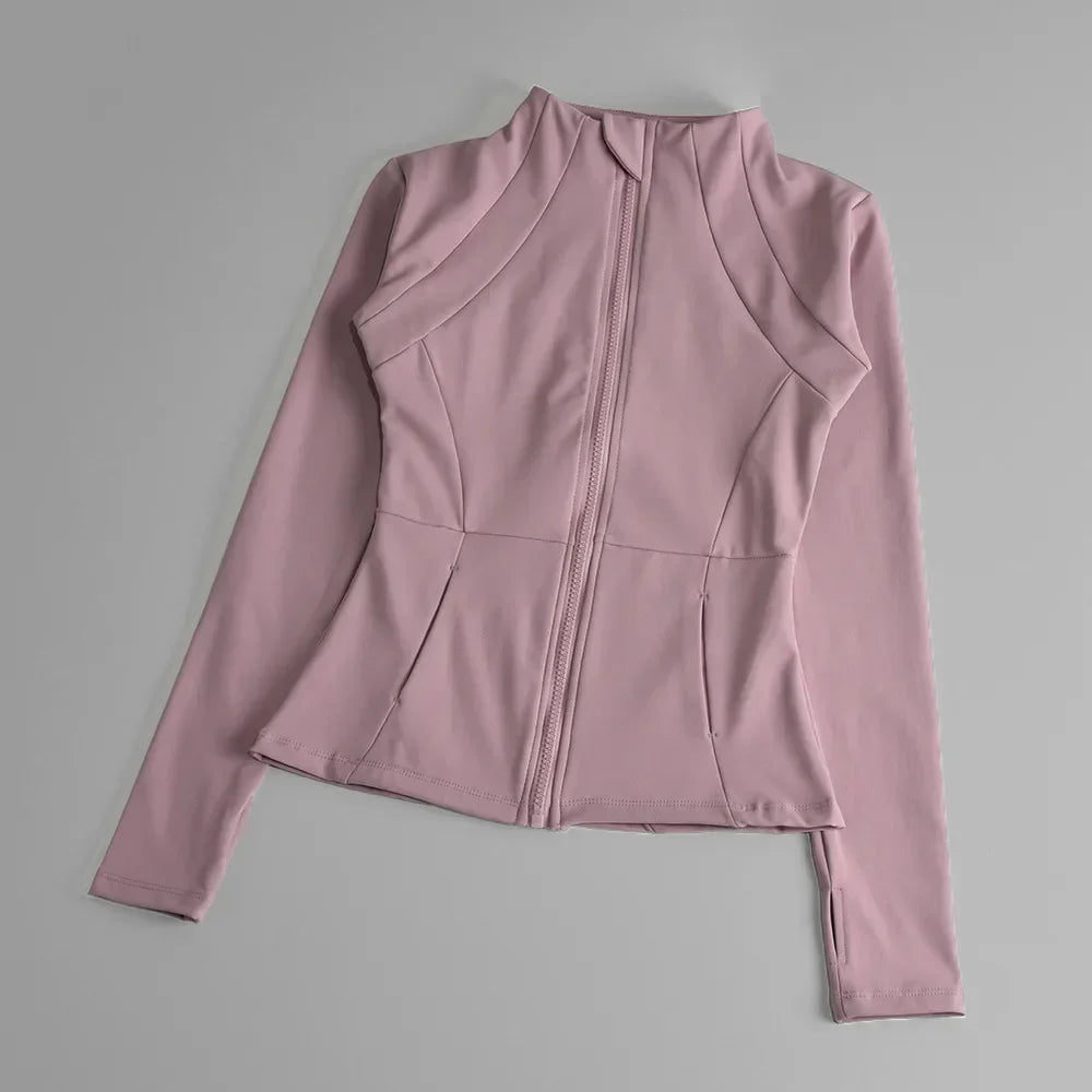 Zipper Long Sleeve Running Sports gym Jacket Pink