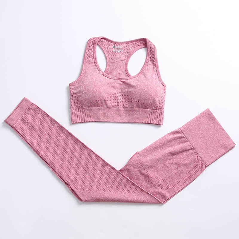 Women Vital Seamless Yoga Set pink bra set