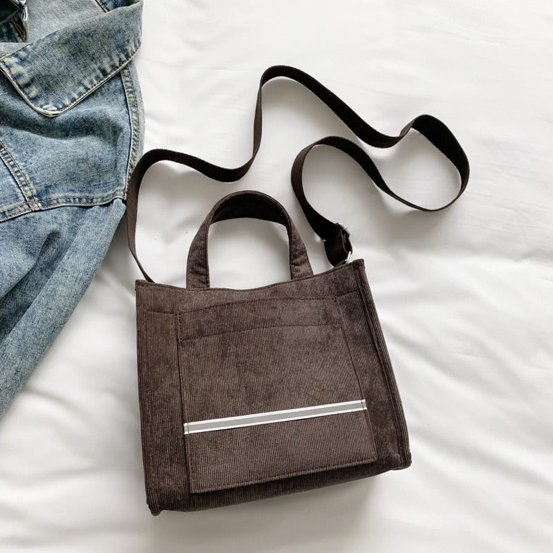 Women's Canvas Casual Tote Bag Brown E