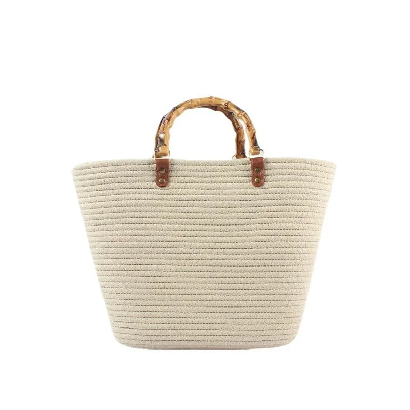 Cotton Rope Woven beach holiday Handbag Beige