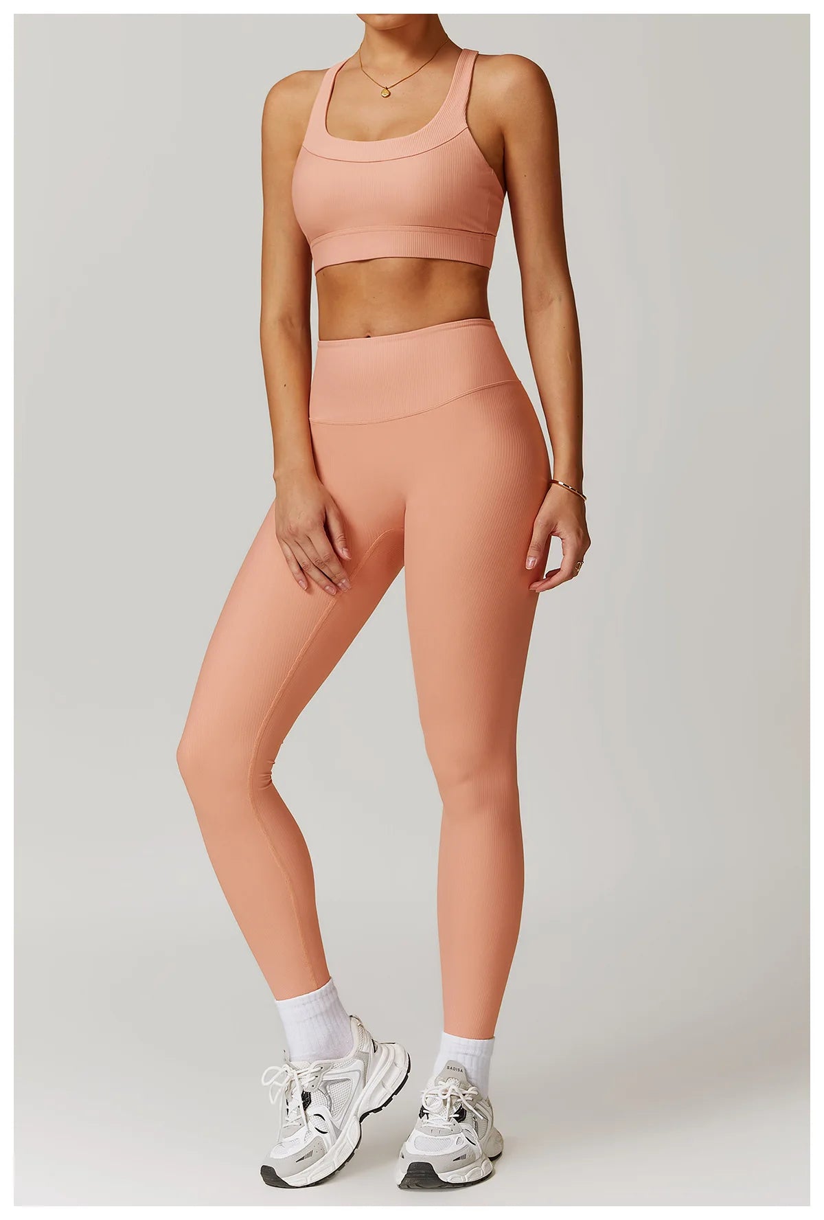 Ribbed Fitness Gym Workout Push Up Sports Bra & Leggings Set