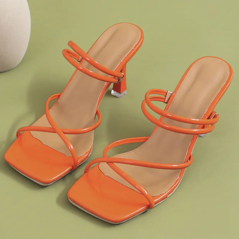 Square Toe cross strap High Heel sandals