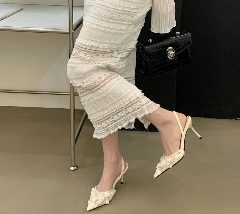 Pointed Toe Slip On low heel Shoes