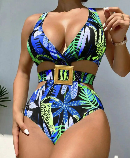 Print One Piece Swimsuit green