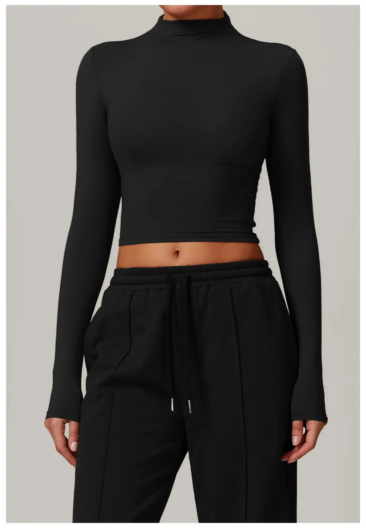 High Neck Long Sleeve Fitness Gym Sports Top