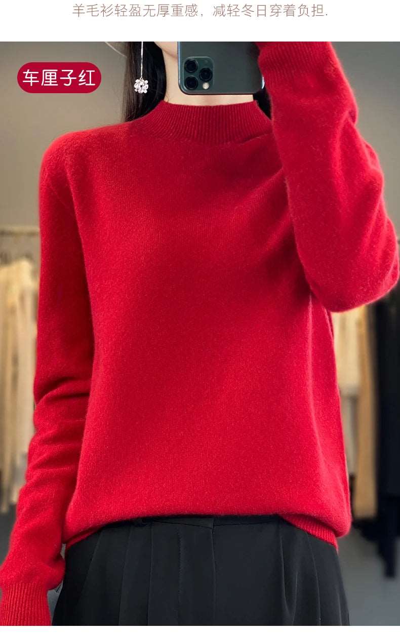 100% Merino Wool Sweater Women Knitwear